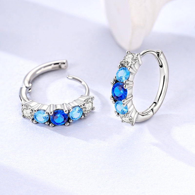 Women's Elegant 925 Silver Blue Gradient Ear Jewelry Earrings